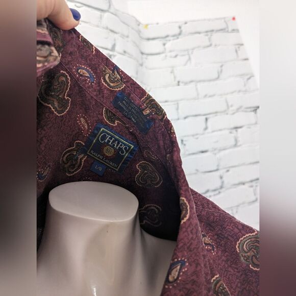 Chaps Ralph Lauren Vintage Button shirt Paisley size large - Picture 5 of 10